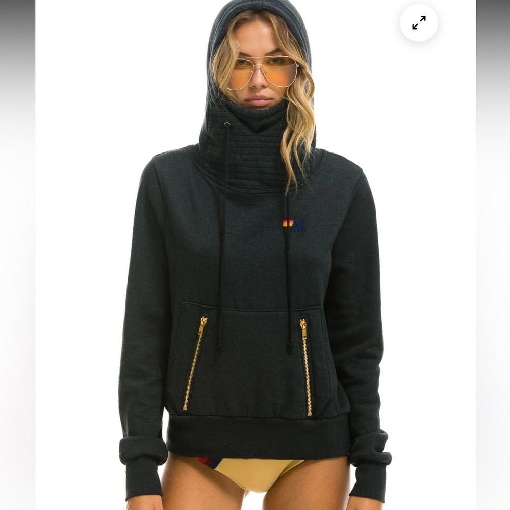 Aviator Nation charcoal ninja Hoodie with Gold Zippers